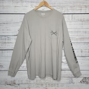 Duluth Trading Co. Chopping Wood & Looking Good Long Sleeve Graphic Tee Gray